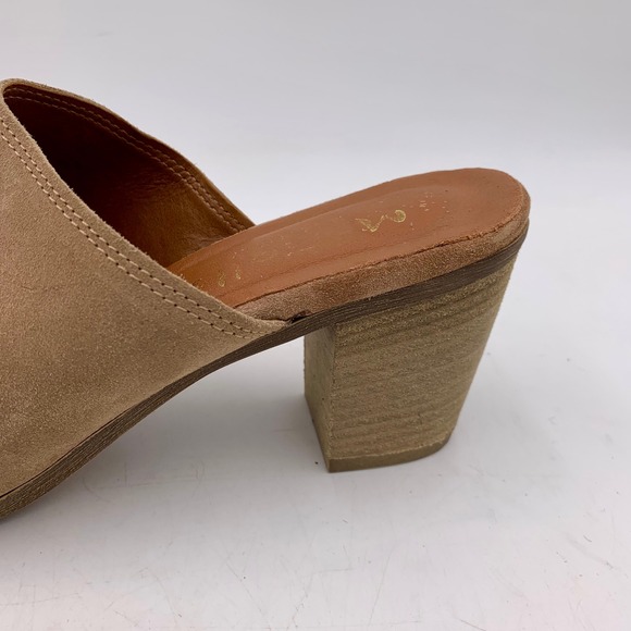 Mariella Suede‎ Peep Toe Sandals Block Heel Mules Slip On Made in Italy Women 8M - Picture 3 of 12